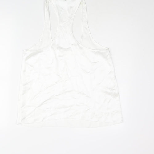 Zara Womens White Polyester Camisole Blouse Size M Scoop Neck