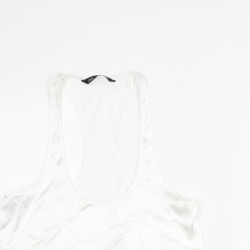 Zara Womens White Polyester Camisole Blouse Size M Scoop Neck