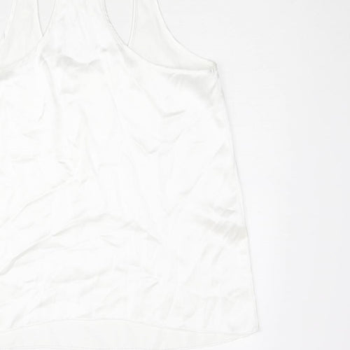 Zara Womens White Polyester Camisole Blouse Size M Scoop Neck