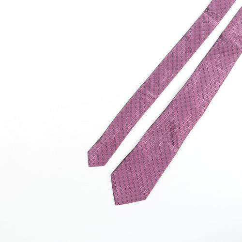 Marks and Spencer Mens Pink Geometric Silk Pointed Tie One Size