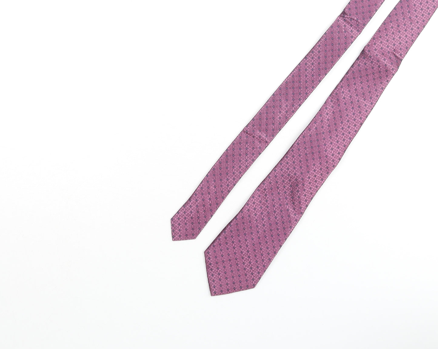 Marks and Spencer Mens Pink Geometric Silk Pointed Tie One Size