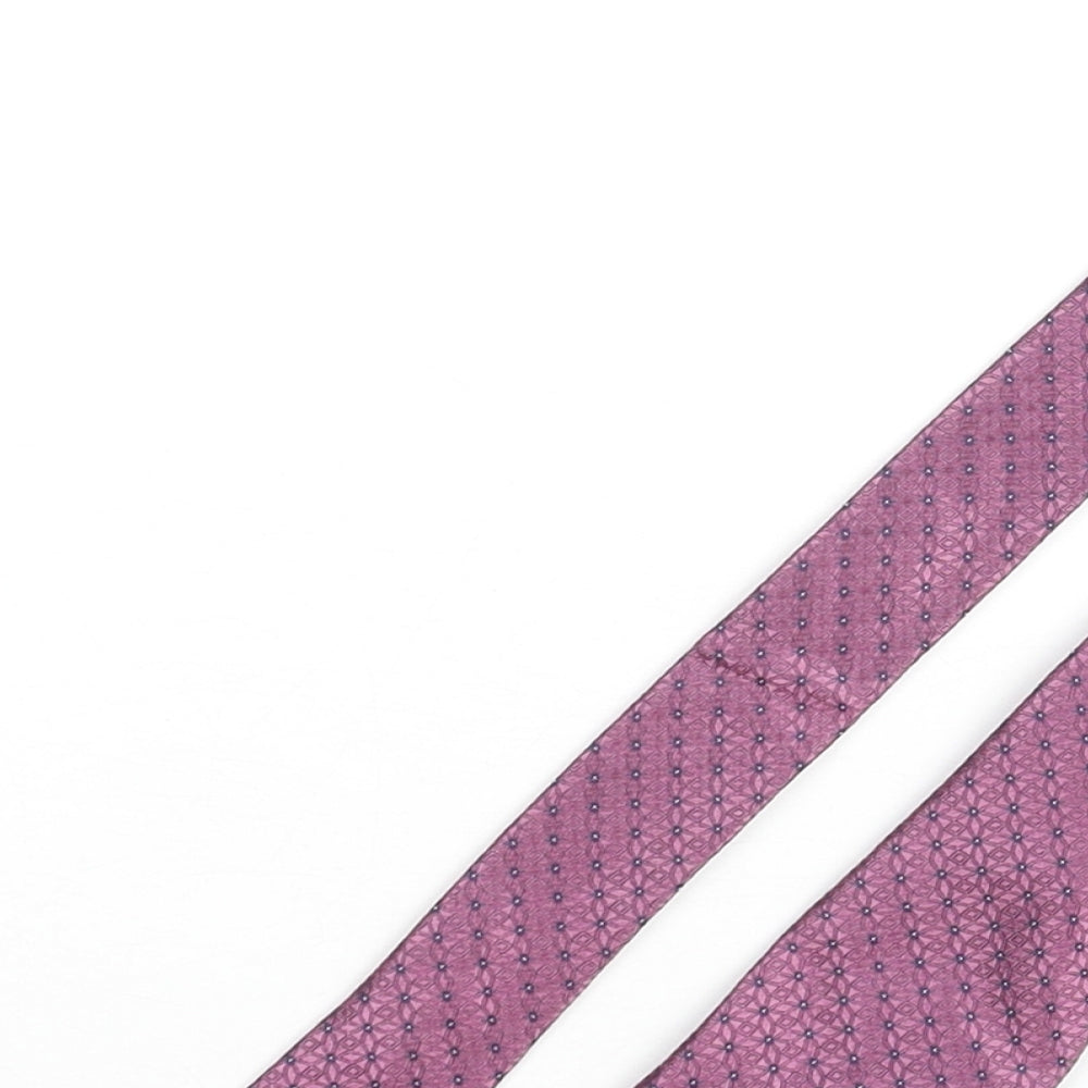 Marks and Spencer Mens Pink Geometric Silk Pointed Tie One Size