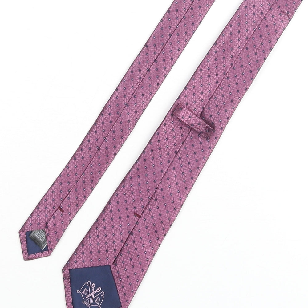 Marks and Spencer Mens Pink Geometric Silk Pointed Tie One Size