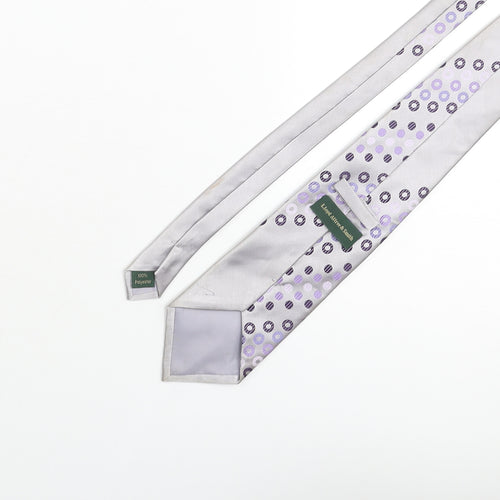 Lloyd Attree & Smith Mens Silver Polyester Pointed Tie One Size - Spotted Detail