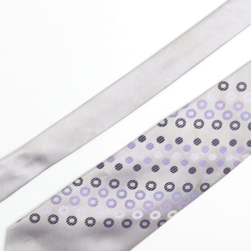 Lloyd Attree & Smith Mens Silver Polyester Pointed Tie One Size - Spotted Detail