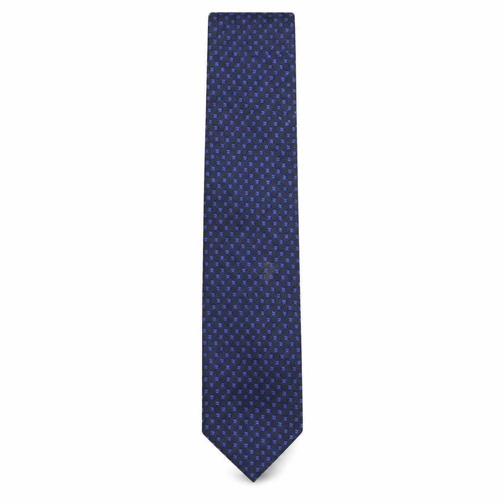 Front view of John Curtis men’s blue plaids & checks polyester pointed tie one size