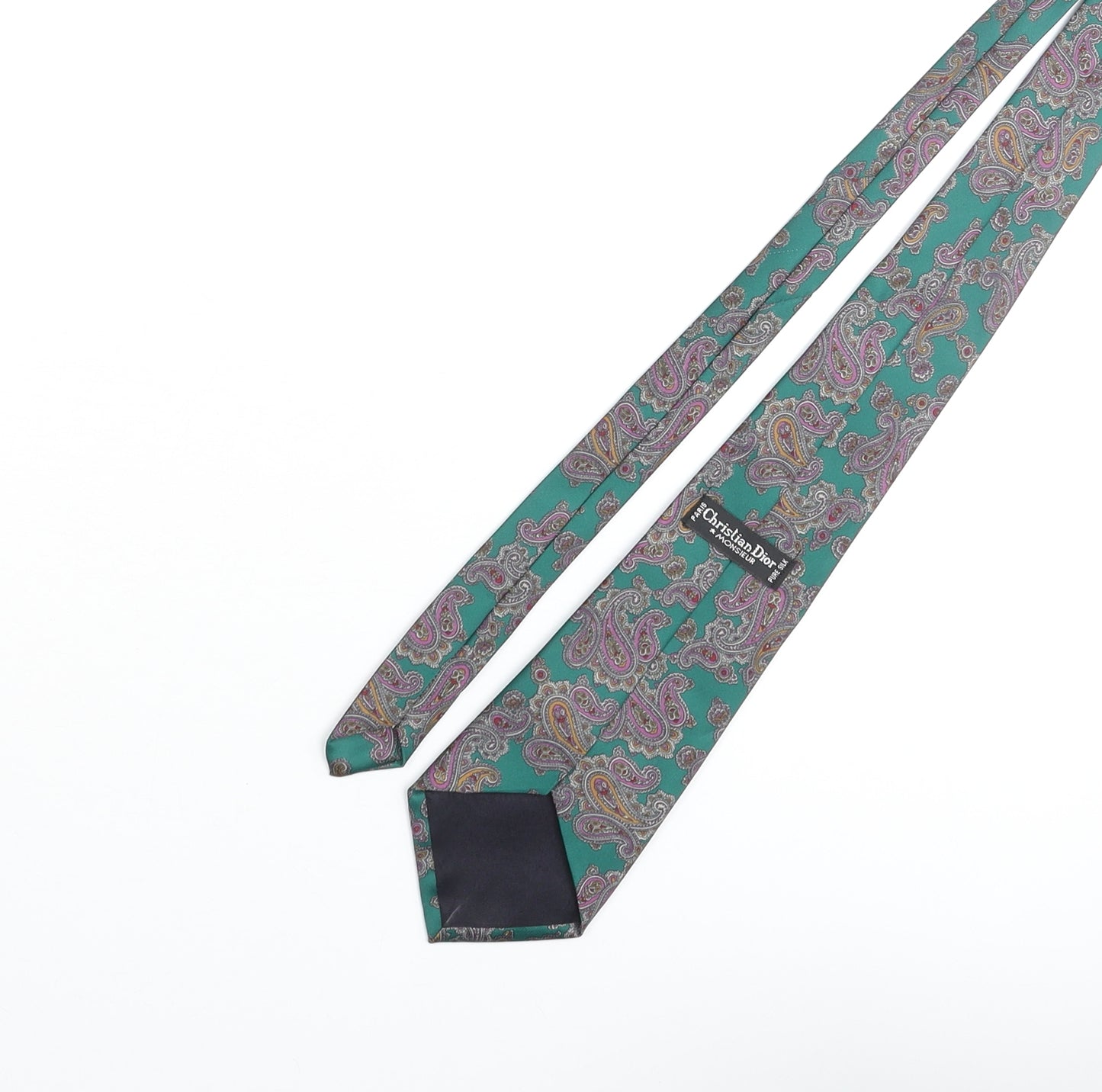 Christian Dior Mens Multicoloured Paisley Silk Pointed Tie One Size