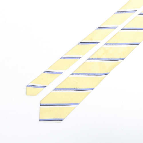 Zazzi Mens Yellow Striped Silk Pointed Tie One Size
