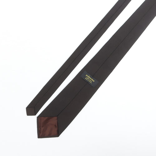 Vintage Bus Mens Brown Polyester Pointed Tie One Size - Embroidered Bus Detail