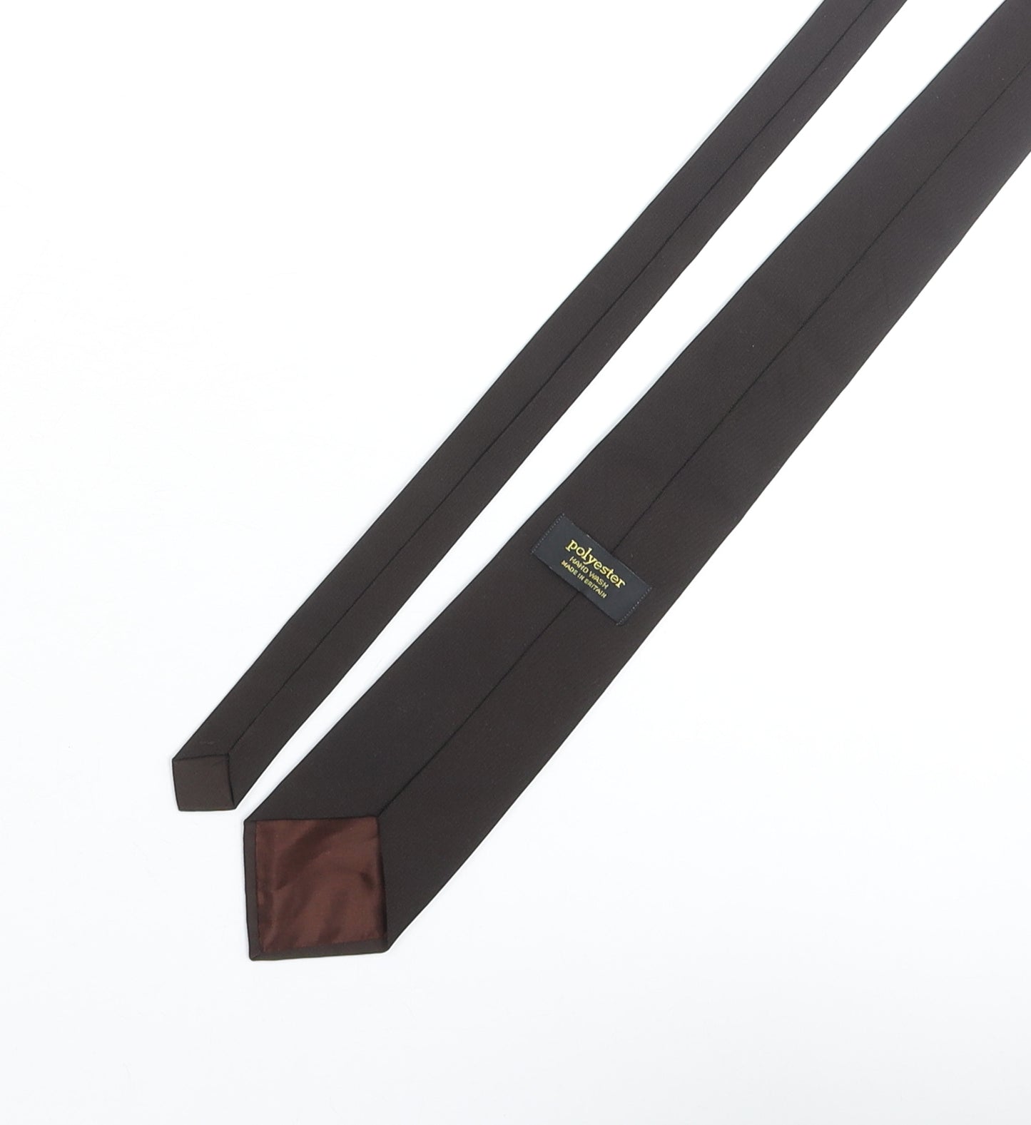 Vintage Bus Mens Brown Polyester Pointed Tie One Size - Embroidered Bus Detail