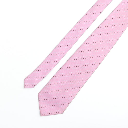 Soprano Mens Pink Striped Polyester Pointed Tie One Size