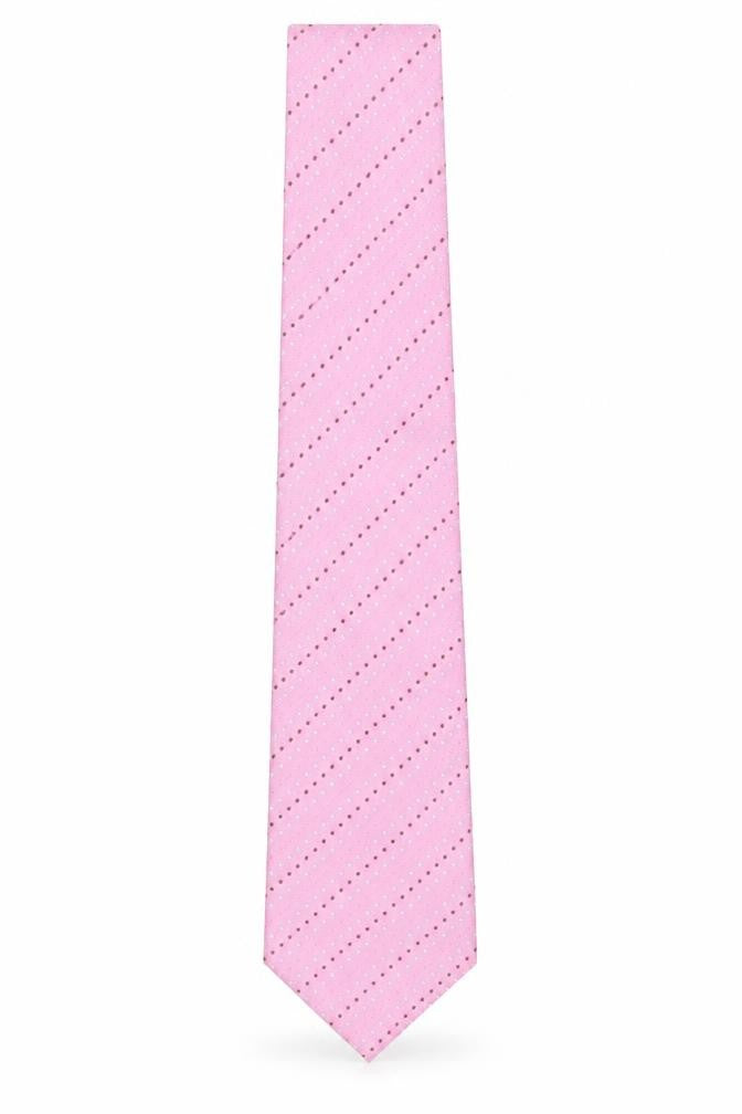 Front view of Soprano men’s pink striped polyester pointed tie one size