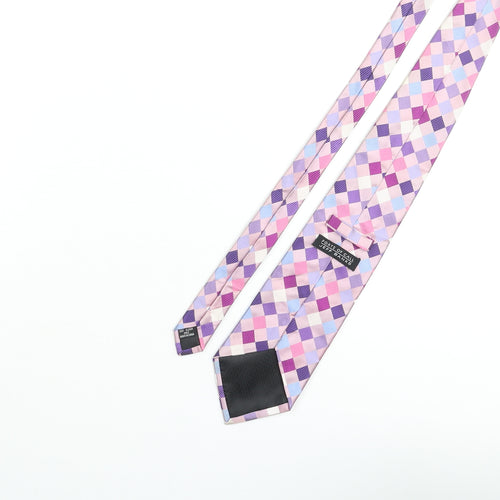 Jeff Banks Mens Multicoloured Plaids & Checks Silk Pointed Tie One Size