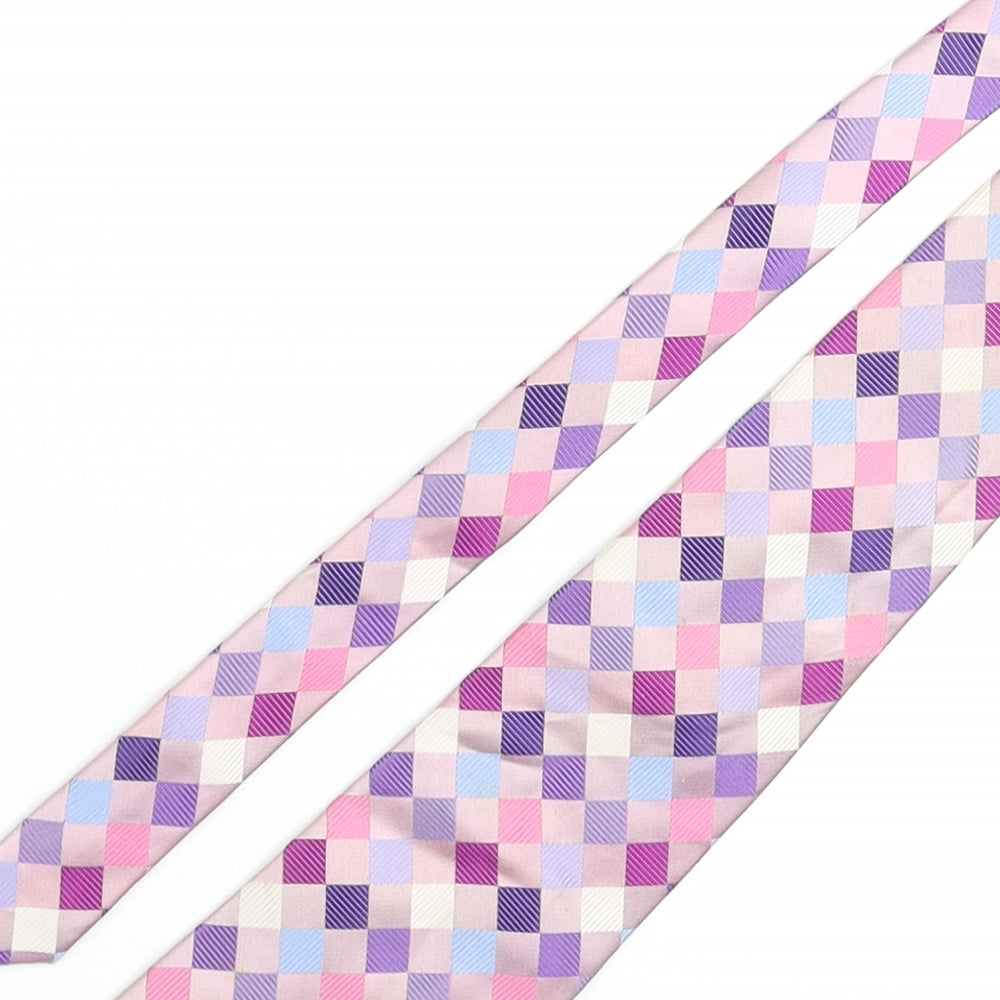 Jeff Banks Mens Multicoloured Plaids & Checks Silk Pointed Tie One Size
