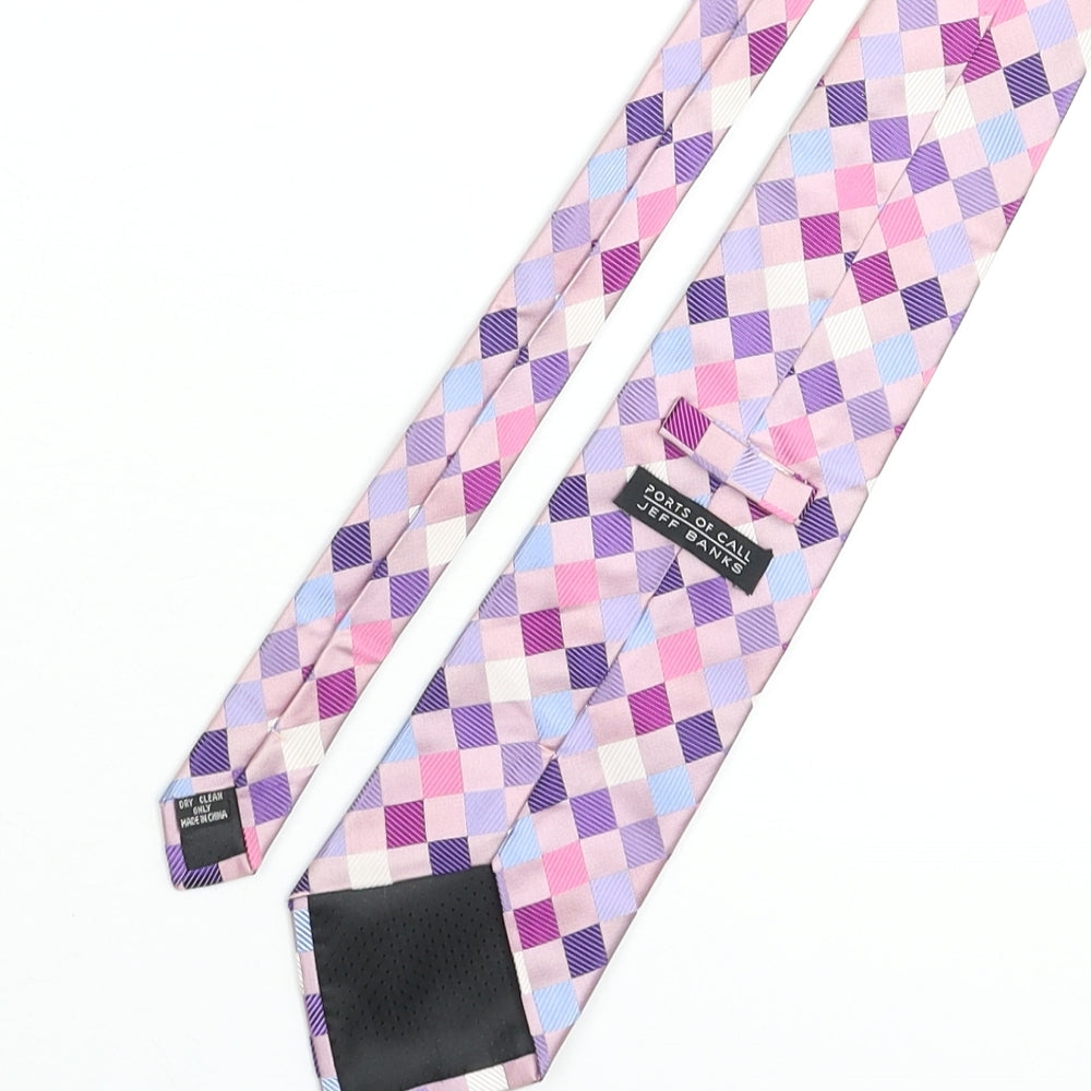 Jeff Banks Mens Multicoloured Plaids & Checks Silk Pointed Tie One Size