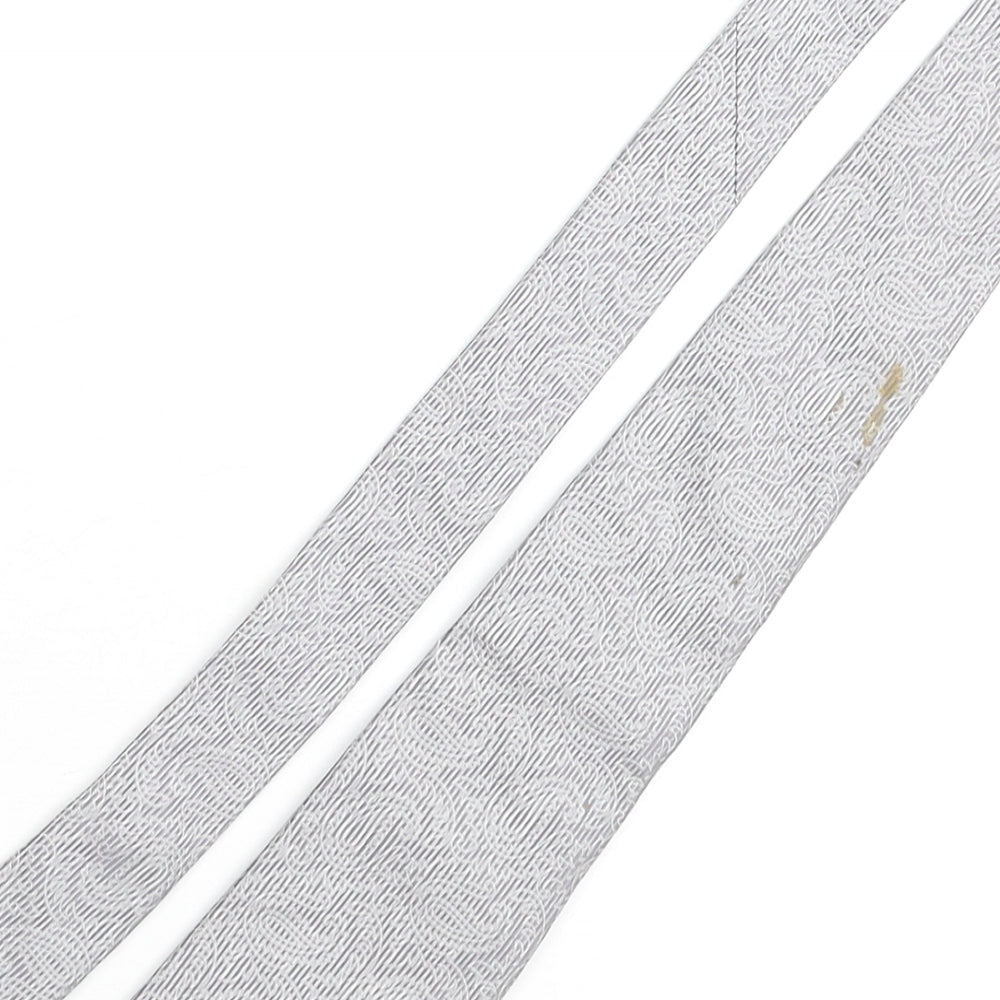 Haines & Bonner Mens Grey Paisley Silk Pointed Tie One Size