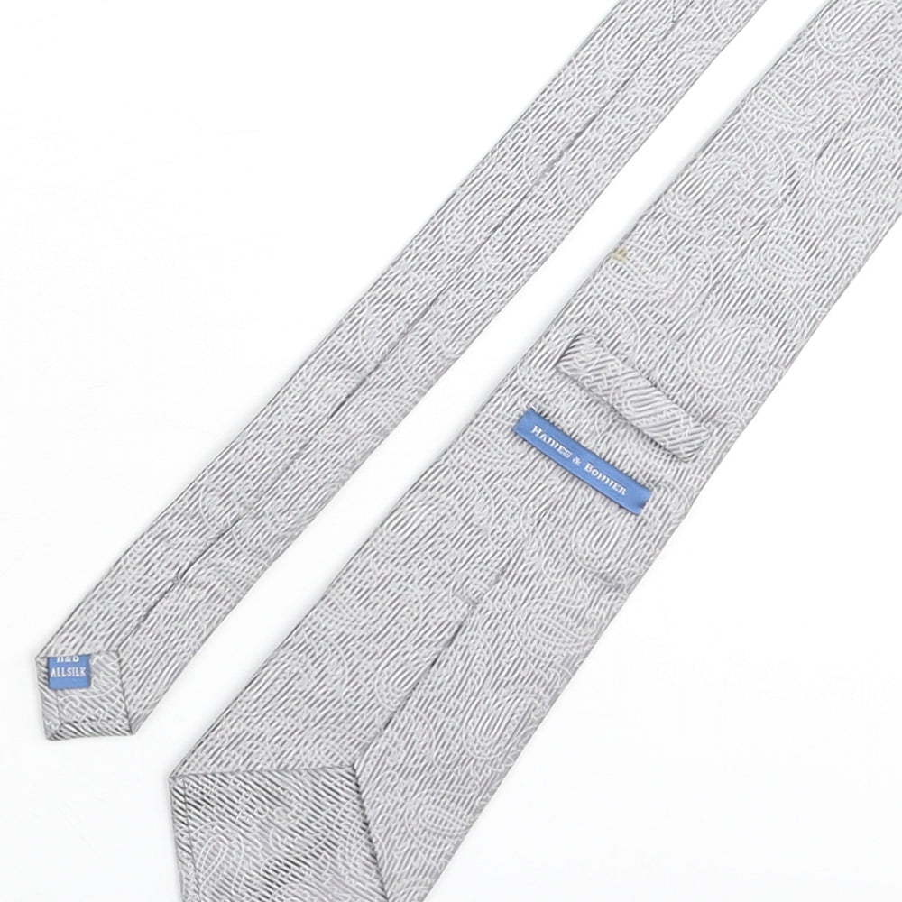 Haines & Bonner Mens Grey Paisley Silk Pointed Tie One Size
