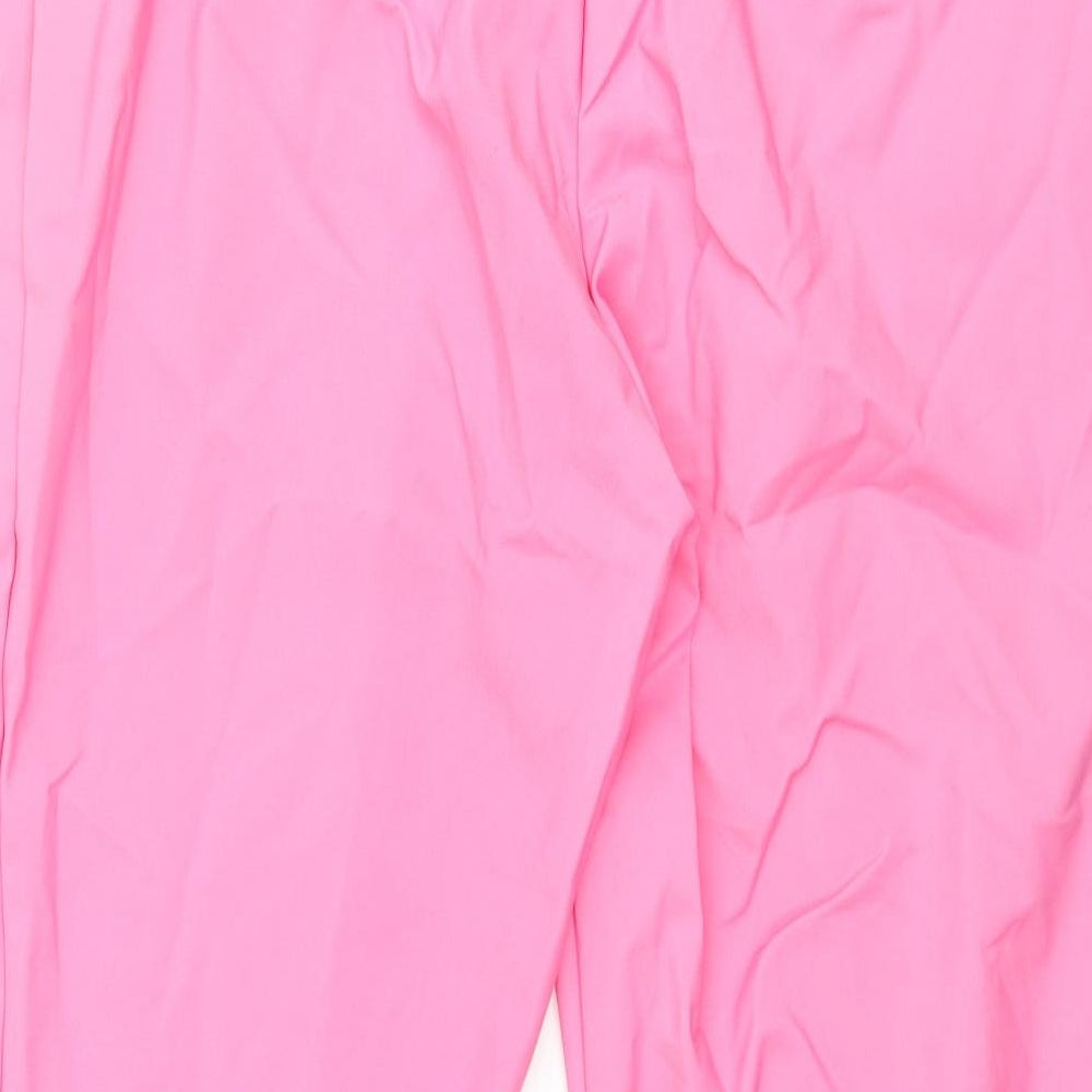 Marks and Spencer Womens Pink Cotton Trousers Size 20 L25 in Regular Zip - Elasticated Waist