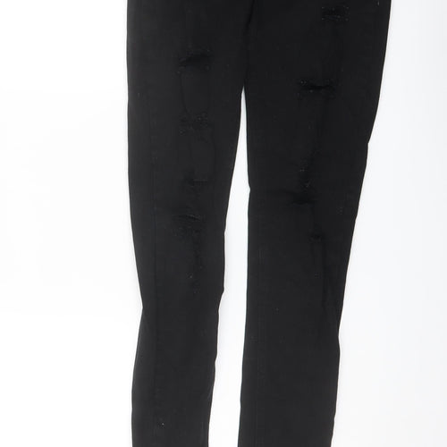 H&M Womens Black Cotton Skinny Jeans Size 8 L28 in Regular Button