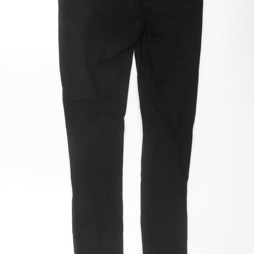 H&M Womens Black Cotton Skinny Jeans Size 8 L28 in Regular Button