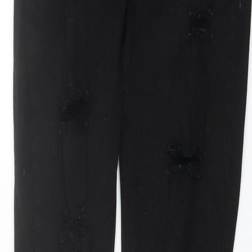 H&M Womens Black Cotton Skinny Jeans Size 8 L28 in Regular Button