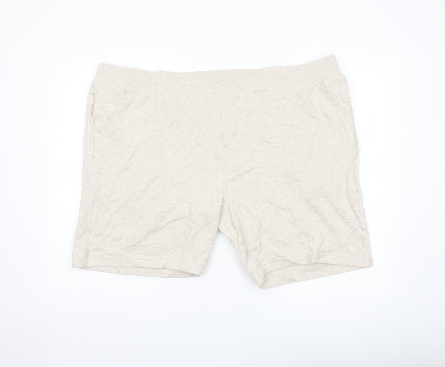 Autograph Mens Beige Cotton Sweat Shorts Size 3XL L8 in Regular Drawstring