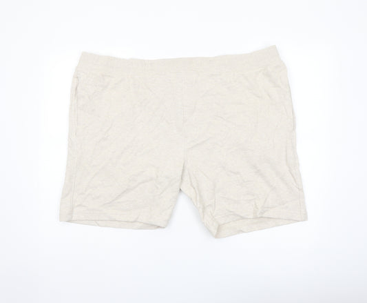 Autograph Mens Beige Cotton Sweat Shorts Size 3XL L8 in Regular Drawstring