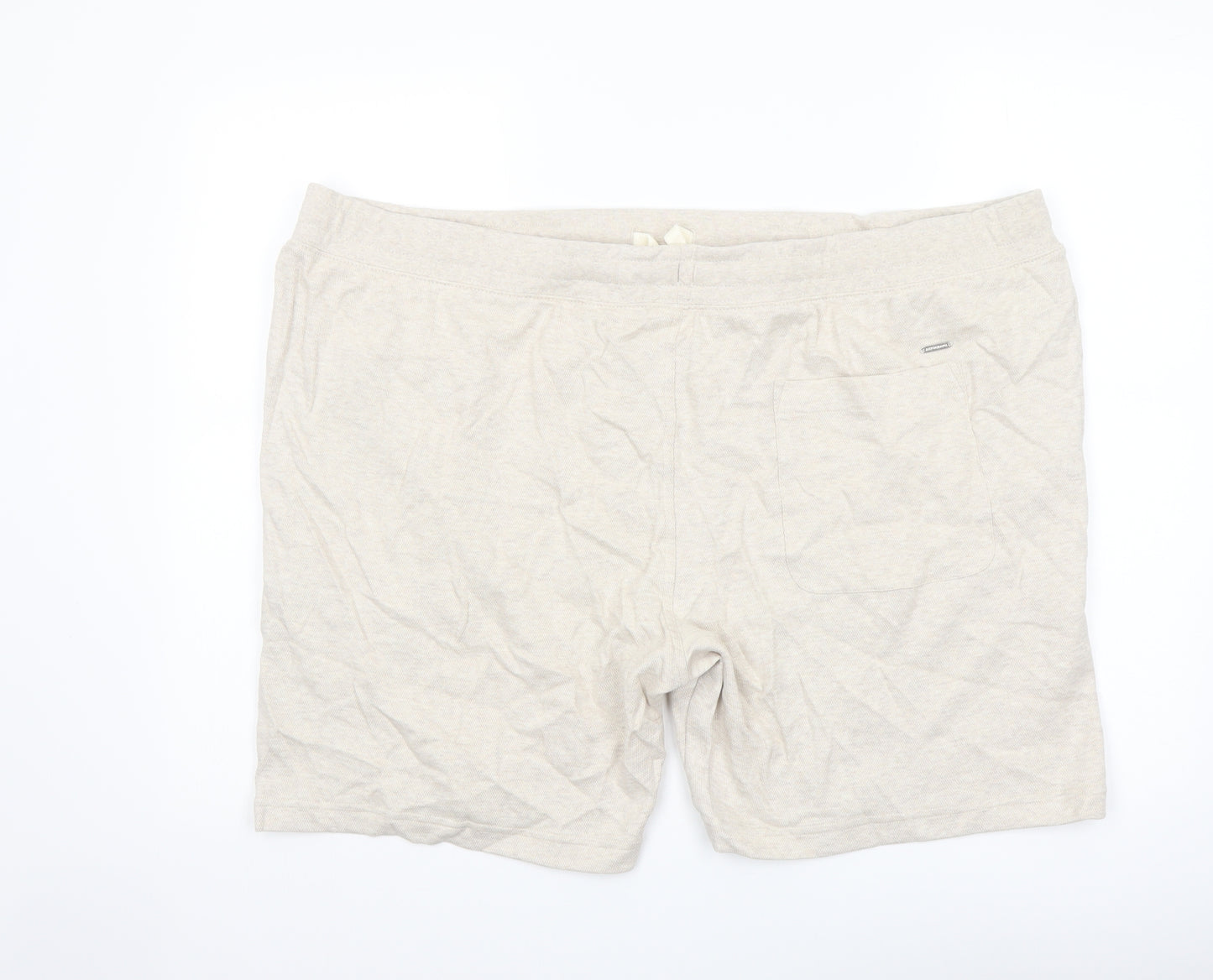 Autograph Mens Beige Cotton Sweat Shorts Size 3XL L8 in Regular Drawstring