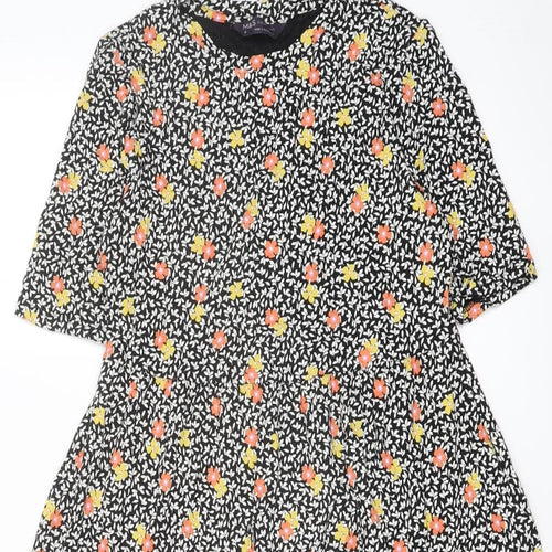 Marks and Spencer Womens Multicoloured Geometric Viscose A-Line Size 8 Crew Neck Pullover