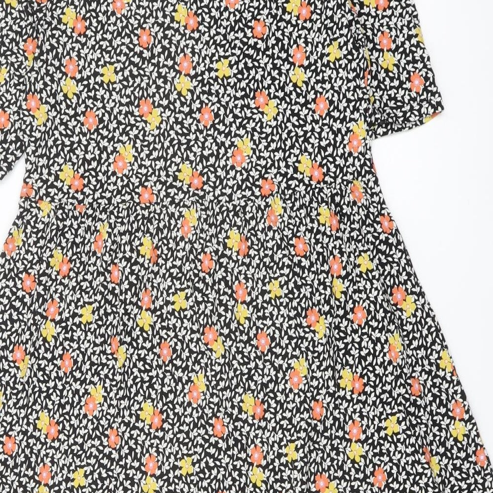 Marks and Spencer Womens Multicoloured Geometric Viscose A-Line Size 8 Crew Neck Pullover