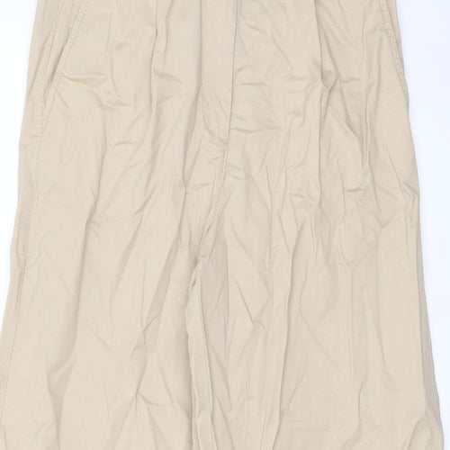 Marks and Spencer Womens Beige Cotton Trousers Size 8 L30 in Regular Button