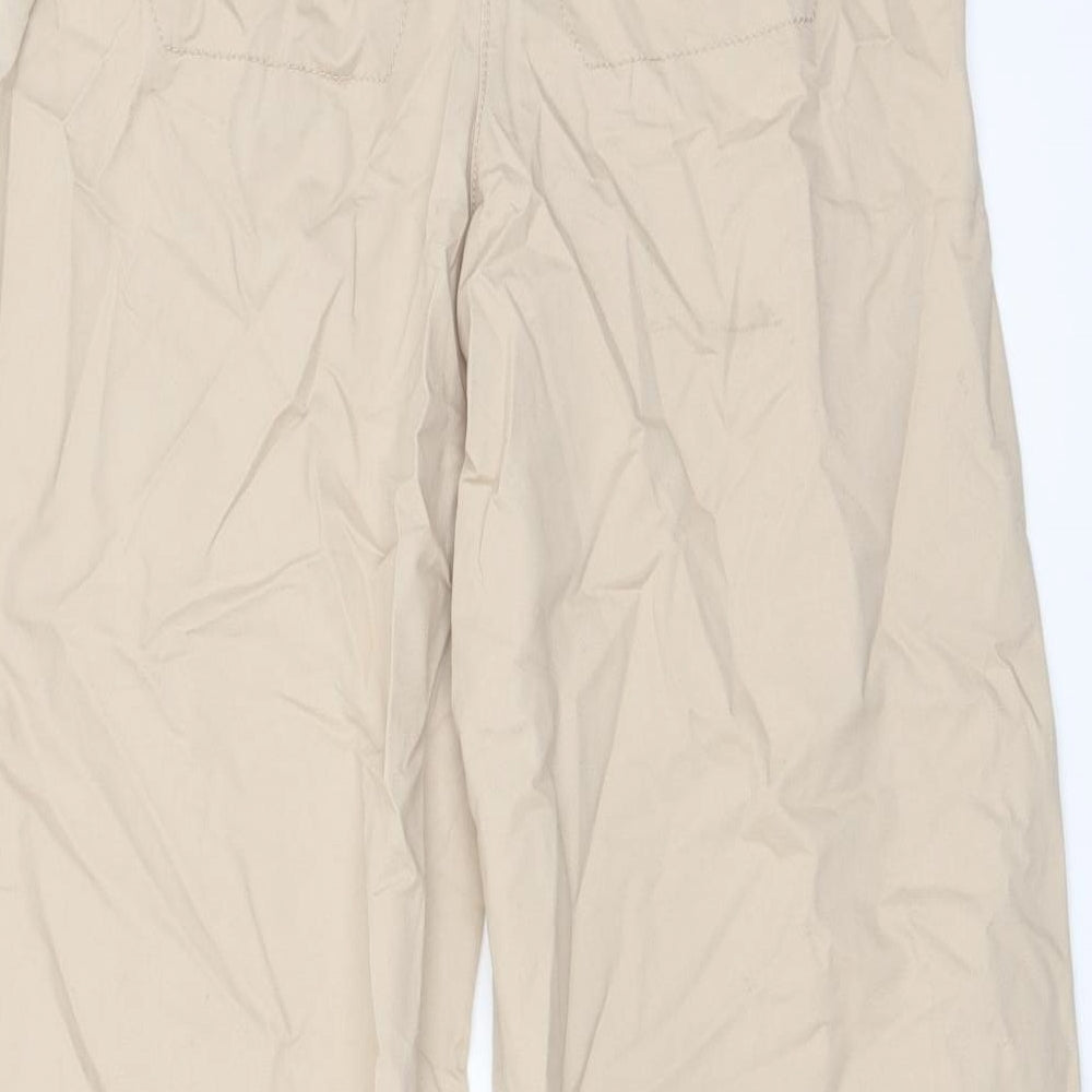 Marks and Spencer Womens Beige Cotton Trousers Size 8 L30 in Regular Button