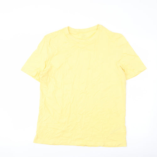 Marks and Spencer Mens Yellow Cotton T-Shirt Size M Crew Neck