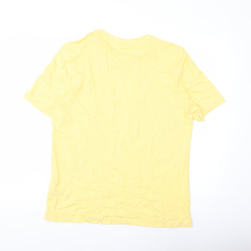 Marks and Spencer Mens Yellow Cotton T-Shirt Size M Crew Neck