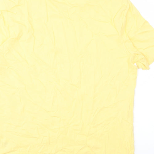 Marks and Spencer Mens Yellow Cotton T-Shirt Size M Crew Neck
