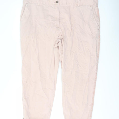 Marks and Spencer Womens Pink Cotton Chino Trousers Size 20 L24 in Regular Button