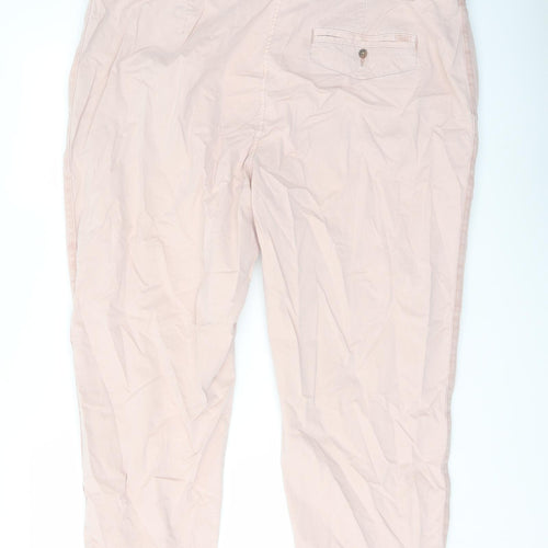 Marks and Spencer Womens Pink Cotton Chino Trousers Size 20 L24 in Regular Button