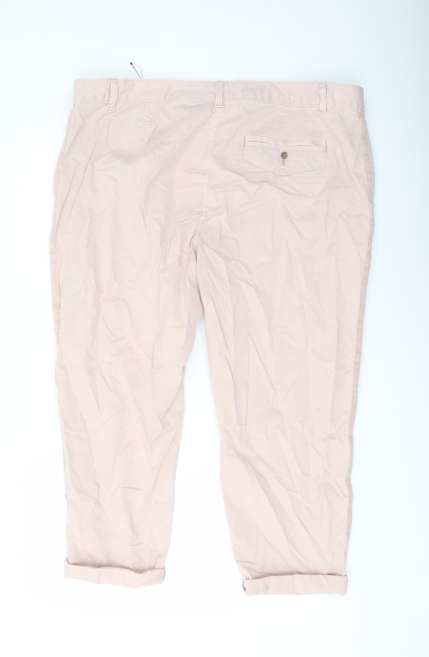 Marks and Spencer Womens Pink Cotton Chino Trousers Size 20 L24 in Regular Button