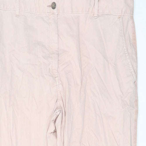 Marks and Spencer Womens Pink Cotton Chino Trousers Size 20 L24 in Regular Button