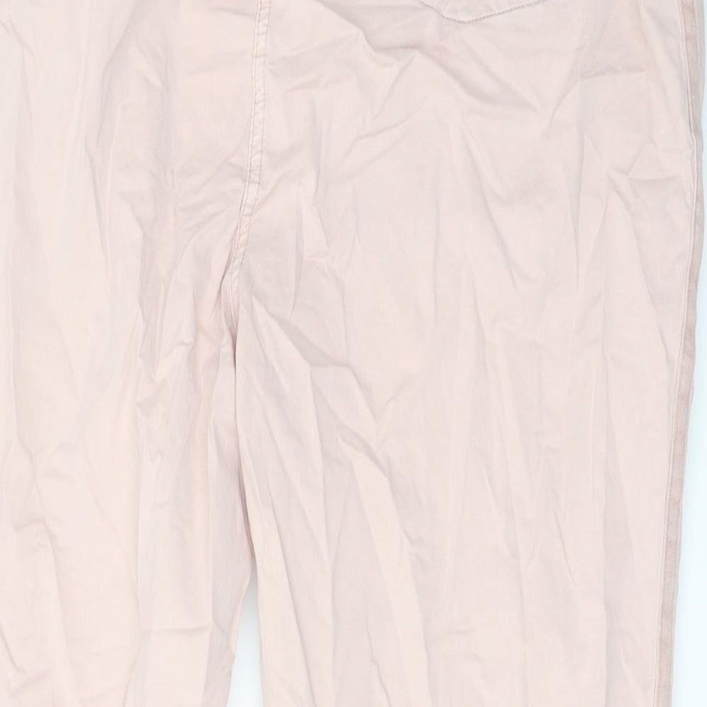 Marks and Spencer Womens Pink Cotton Chino Trousers Size 20 L24 in Regular Button