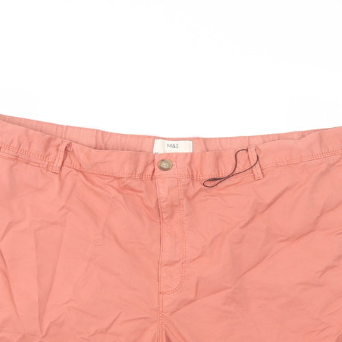 Marks and Spencer Mens Orange Cotton Chino Shorts Size 44 in L9 in Regular Button