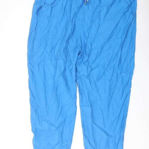 Marks and Spencer Womens Blue Lyocell Trousers Size 22 L27 in Regular Drawstring