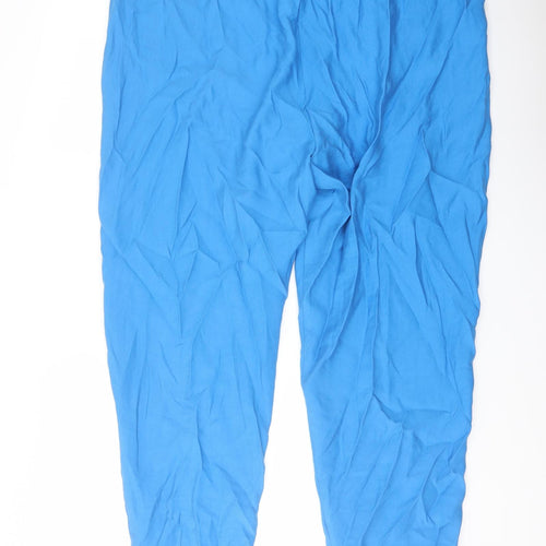 Marks and Spencer Womens Blue Lyocell Trousers Size 22 L27 in Regular Drawstring