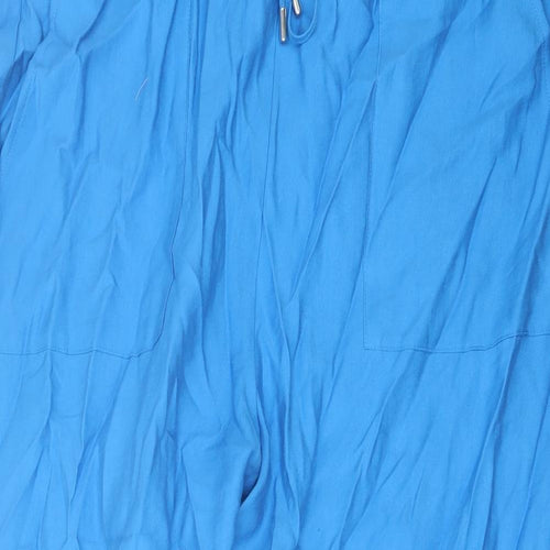 Marks and Spencer Womens Blue Lyocell Trousers Size 22 L27 in Regular Drawstring