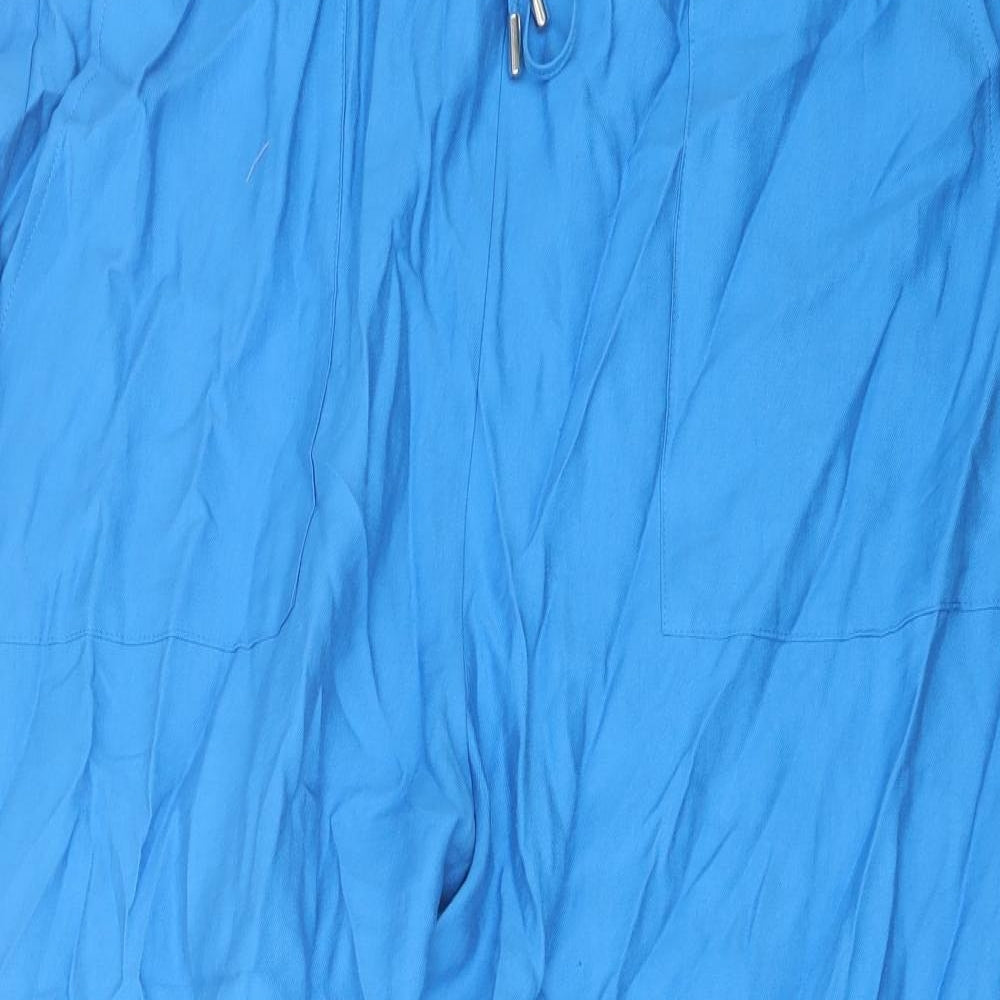 Marks and Spencer Womens Blue Lyocell Trousers Size 22 L27 in Regular Drawstring