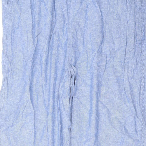 Marks and Spencer Womens Blue Linen Trousers Size 22 L27 in Regular Drawstring