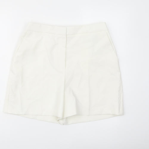 Marks and Spencer Womens Ivory Polyester Chino Shorts Size 12 L5 in Regular Button