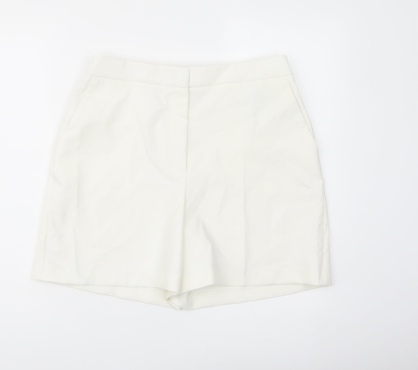 Marks and Spencer Womens Ivory Polyester Chino Shorts Size 12 L5 in Regular Button