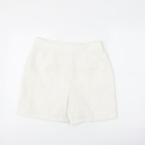 Marks and Spencer Womens Ivory Polyester Chino Shorts Size 12 L5 in Regular Button