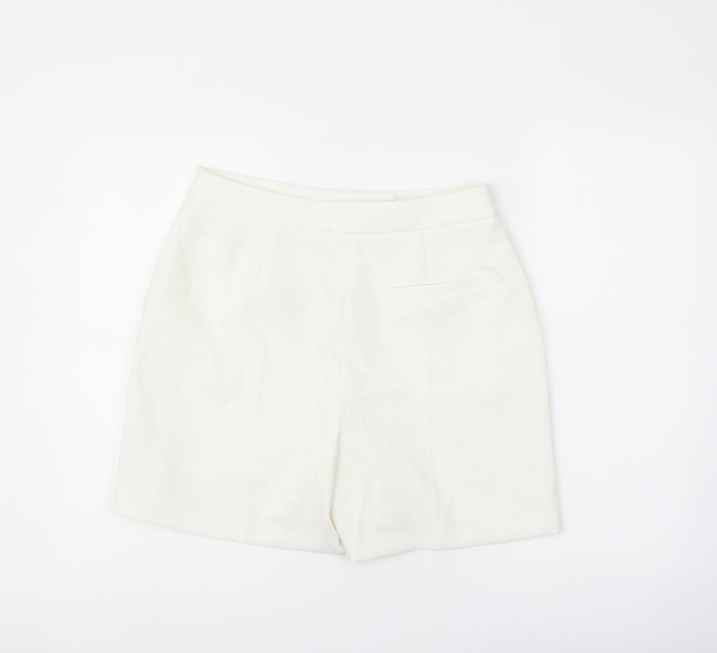 Marks and Spencer Womens Ivory Polyester Chino Shorts Size 12 L5 in Regular Button